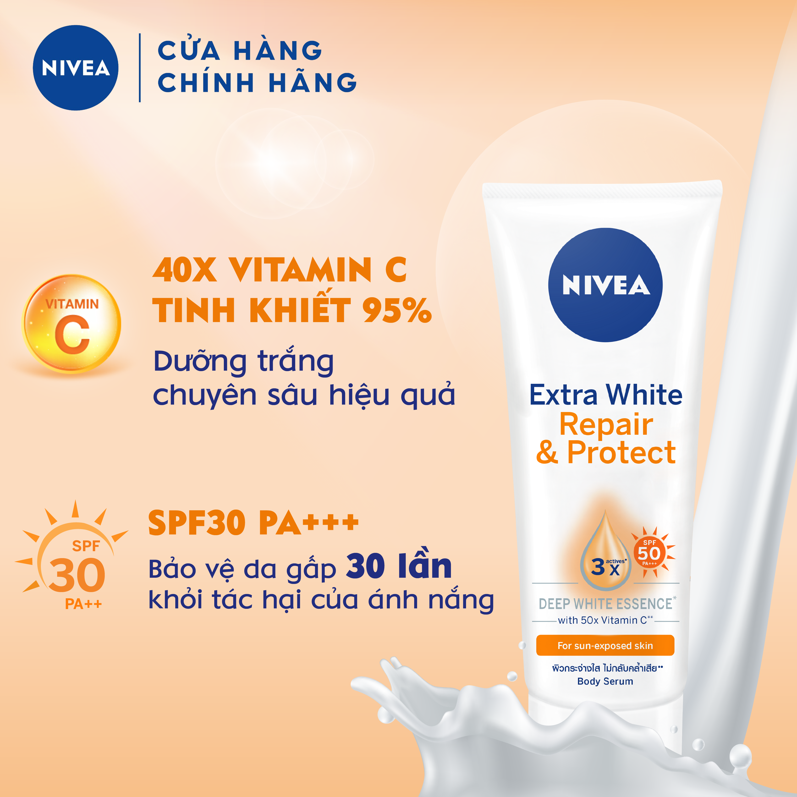 Tinh Chất Dưỡng Thể Dưỡng Trắng NIVEA Ban Ngày Giúp Phục Hồi &amp; Chống Nắng SPF50 (320ml) - 88315