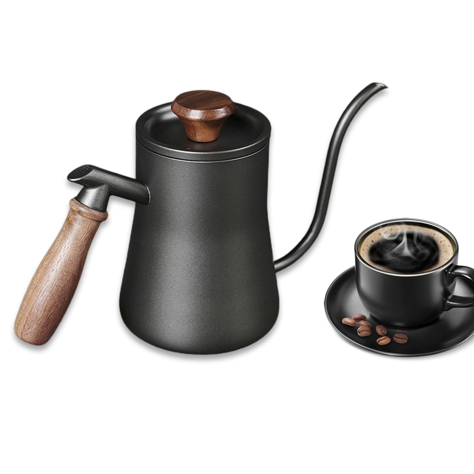 550ml Drip Kettle Wooden Handle Pour Over Coffee Pot Tea Kettle