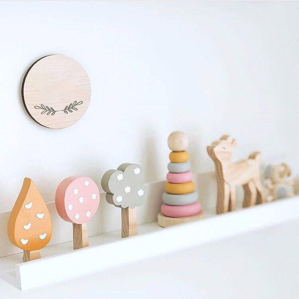 Mini Trees Building Blocks Ornaments Wooden Room Decor Wood Ornaments for Photo Props