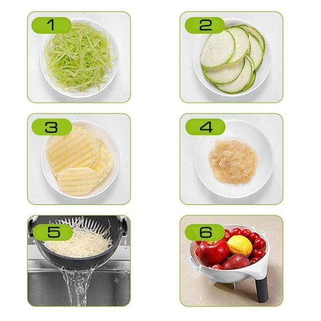 Dụng cụ bào rau củ quả 9in1 kiêm rổ đựng rửa đa năng tiết kiệm thời gian vào bếp