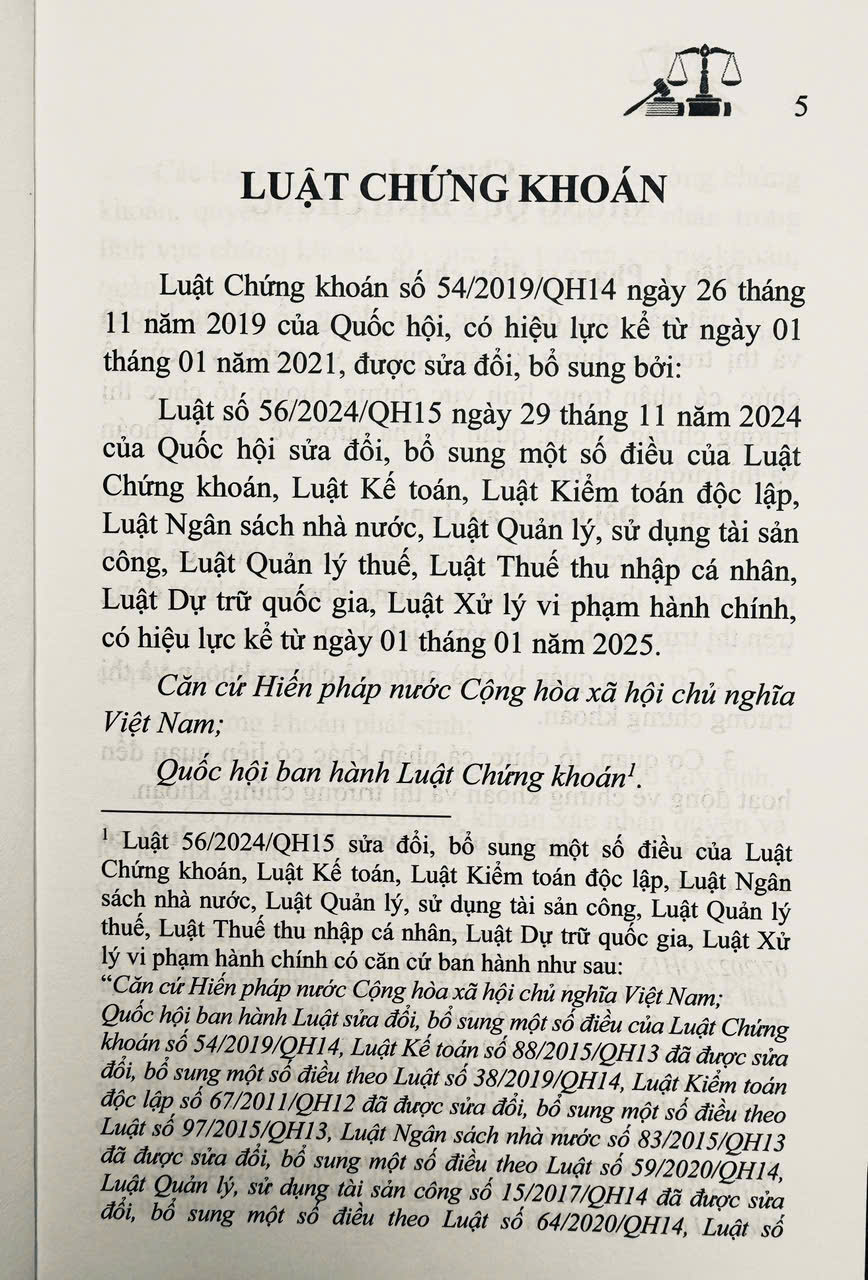 Luật Chứng khoán năm 2019 (sửa đổi, bổ sung năm 2024) (NXB Lao động)