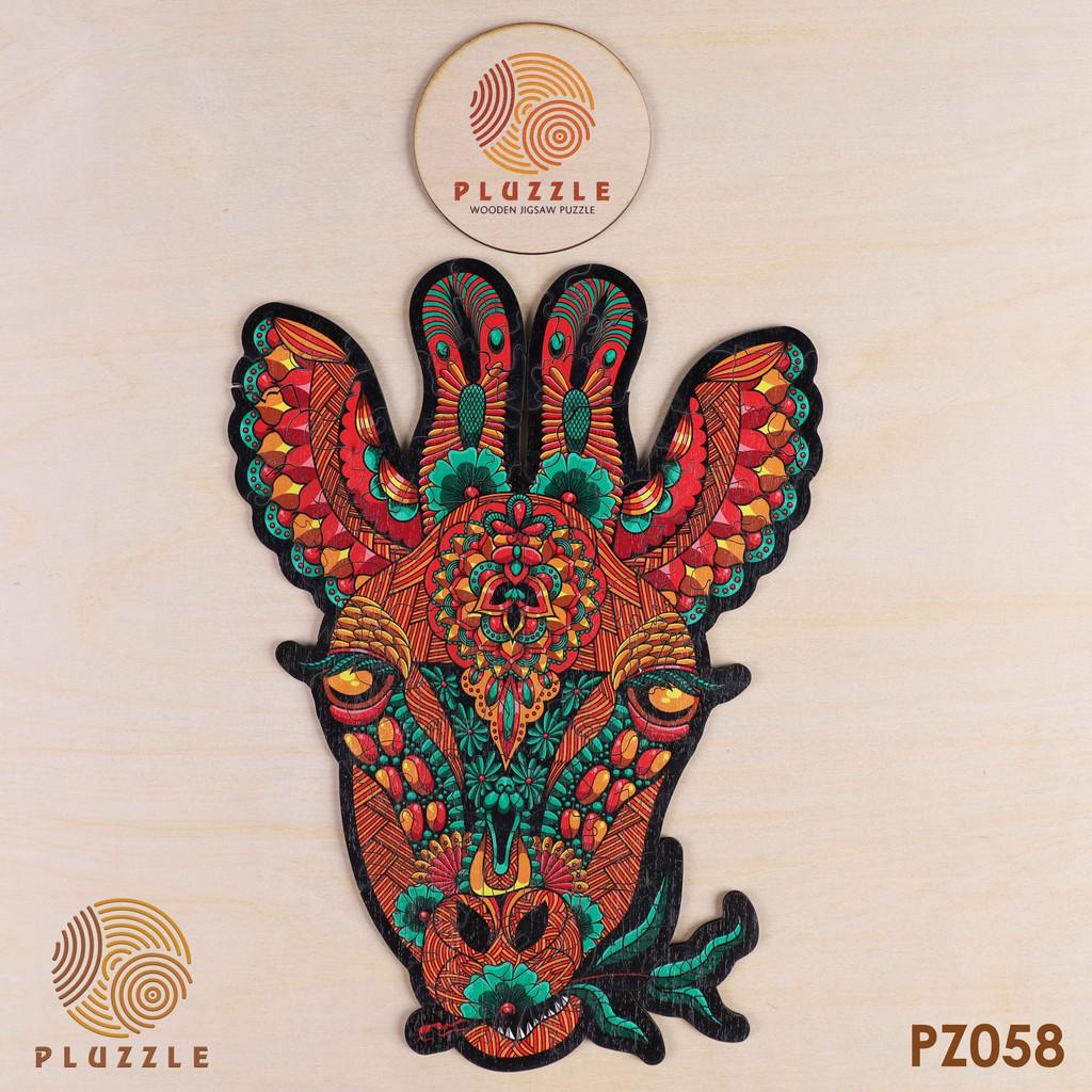 PLUZZLE Bộ xếp hình gỗ đồ chơi puzzle ghép hình con vật độc đáo - Hươu Cao Cổ – PZ058