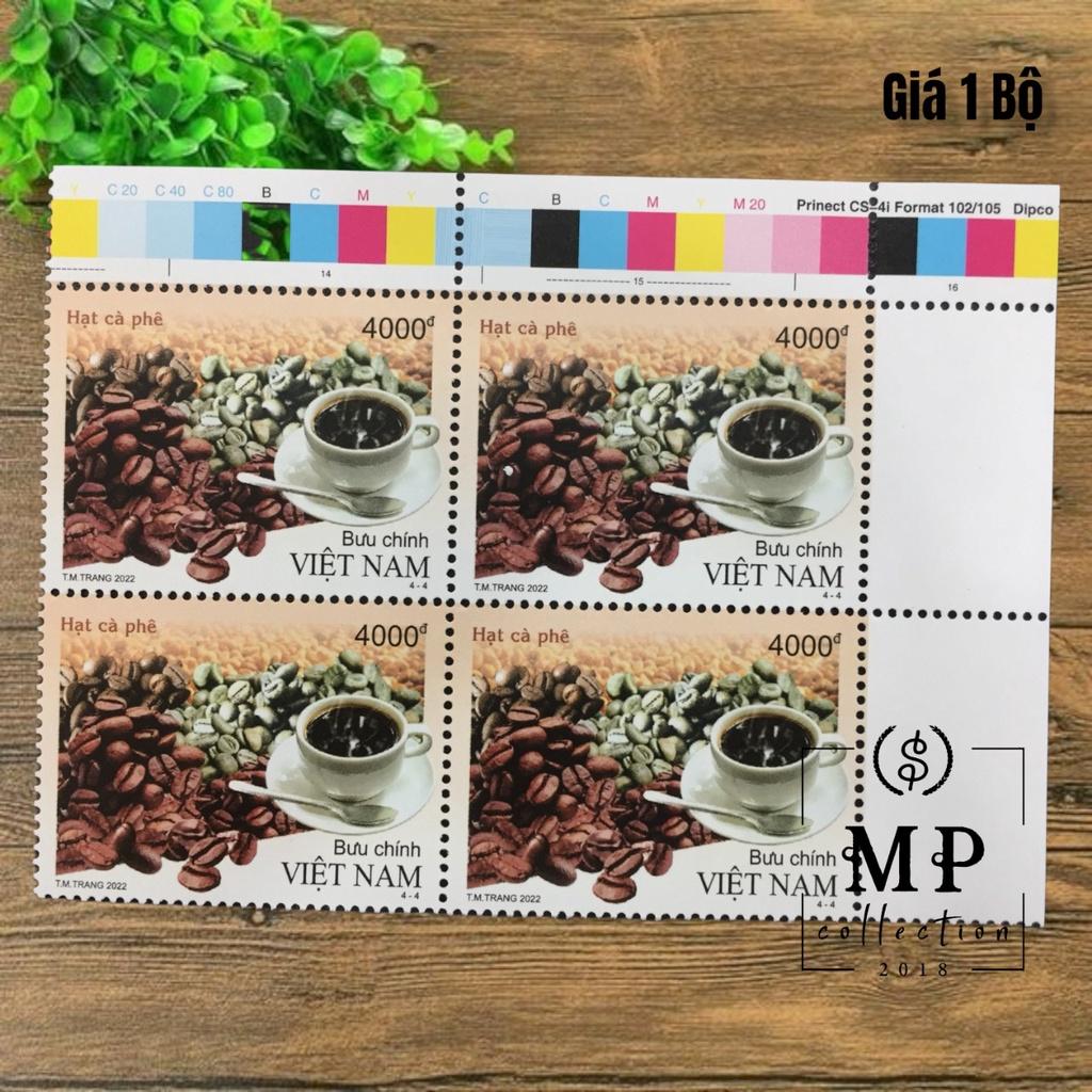 Bộ tem hoa hạt quả và cây cà phê 4 tem.