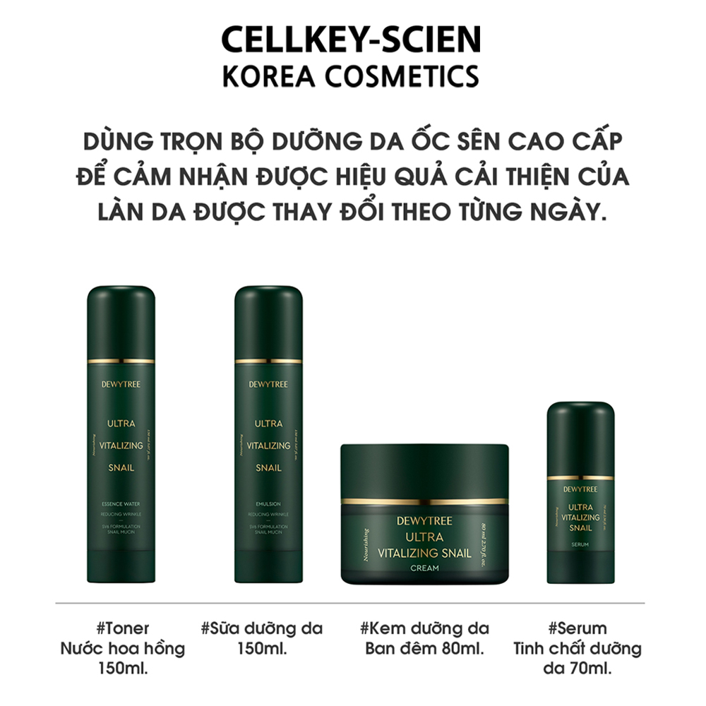 Tinh Chất Ốc Sên Phục Hồi Dưỡng Ẩm Trắng Da Chống Nhăn Ngăn Ngừa Lão Hóa Dewytree Ultra Vitalizing Snail Serum 70ml