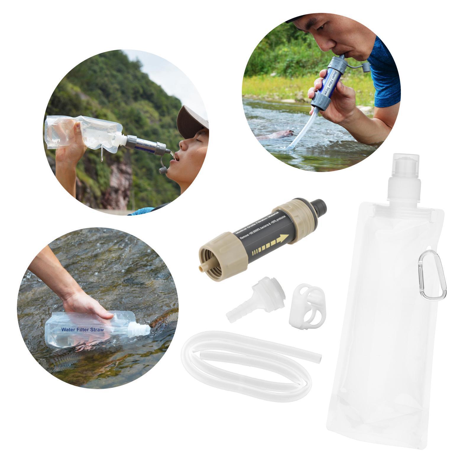 Portable Water Filter Straw Kit Outdoor Water Filter Water Purification with Bag for Traveling