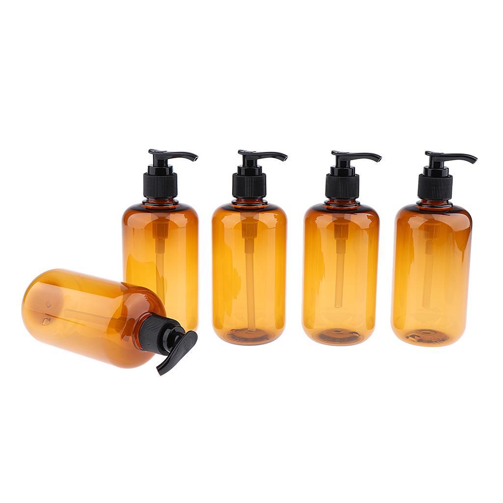 10 Pcs 300ml Brown Empty Pump Shampoo Lotions Container Refillable Bottle
