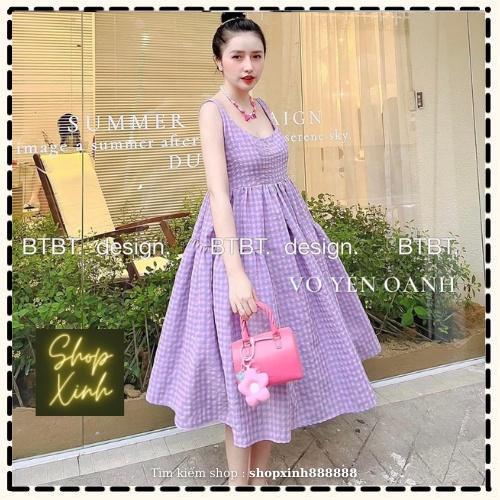Váy Đầm Babydoll 2S thiết kế dáng bồng chất đũi thô màu tím mộng mơ bầu bí bon chen thoải mái