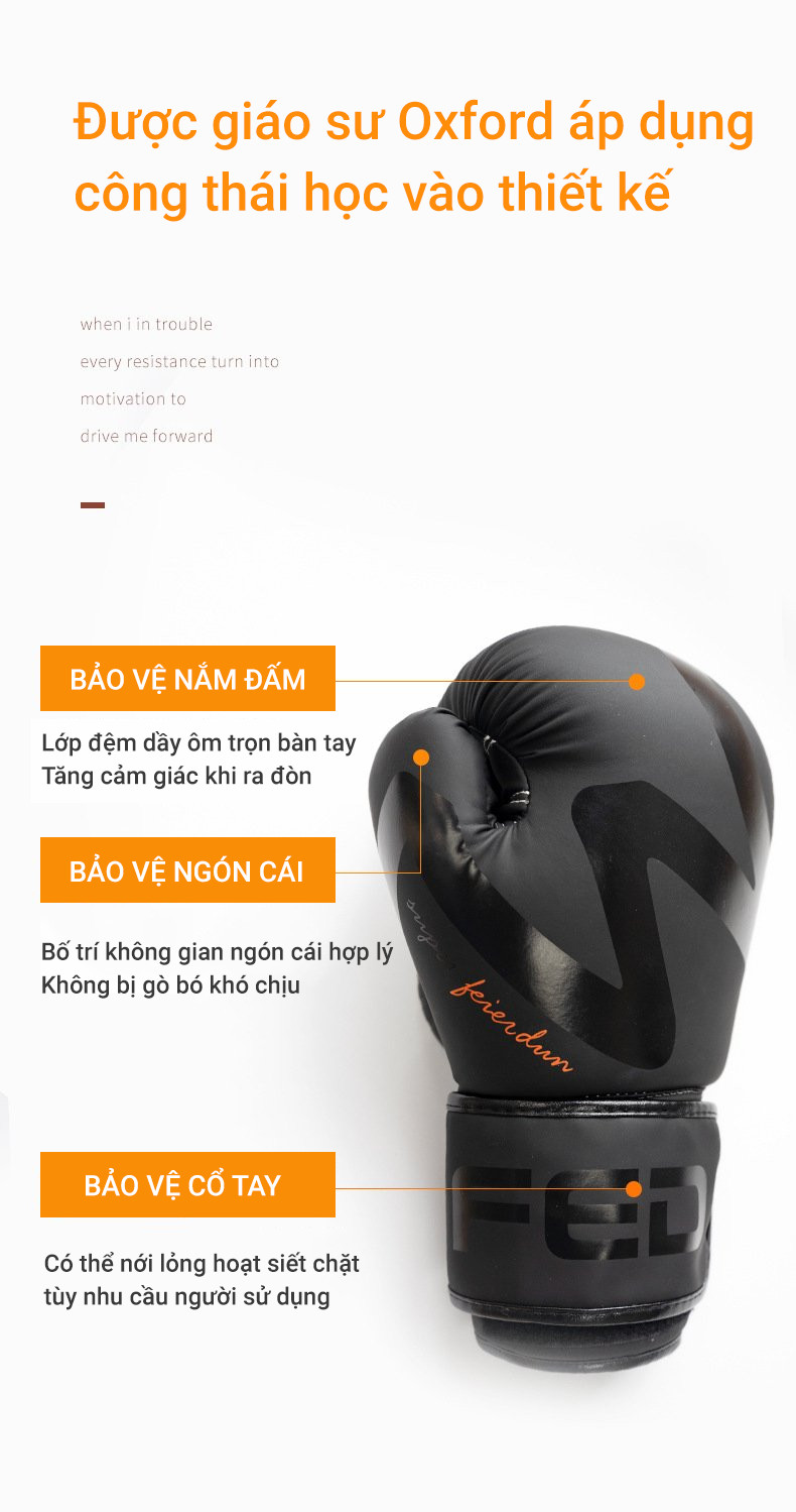 Gang tay boxing Nữ FED-XM0107 size 6oz
