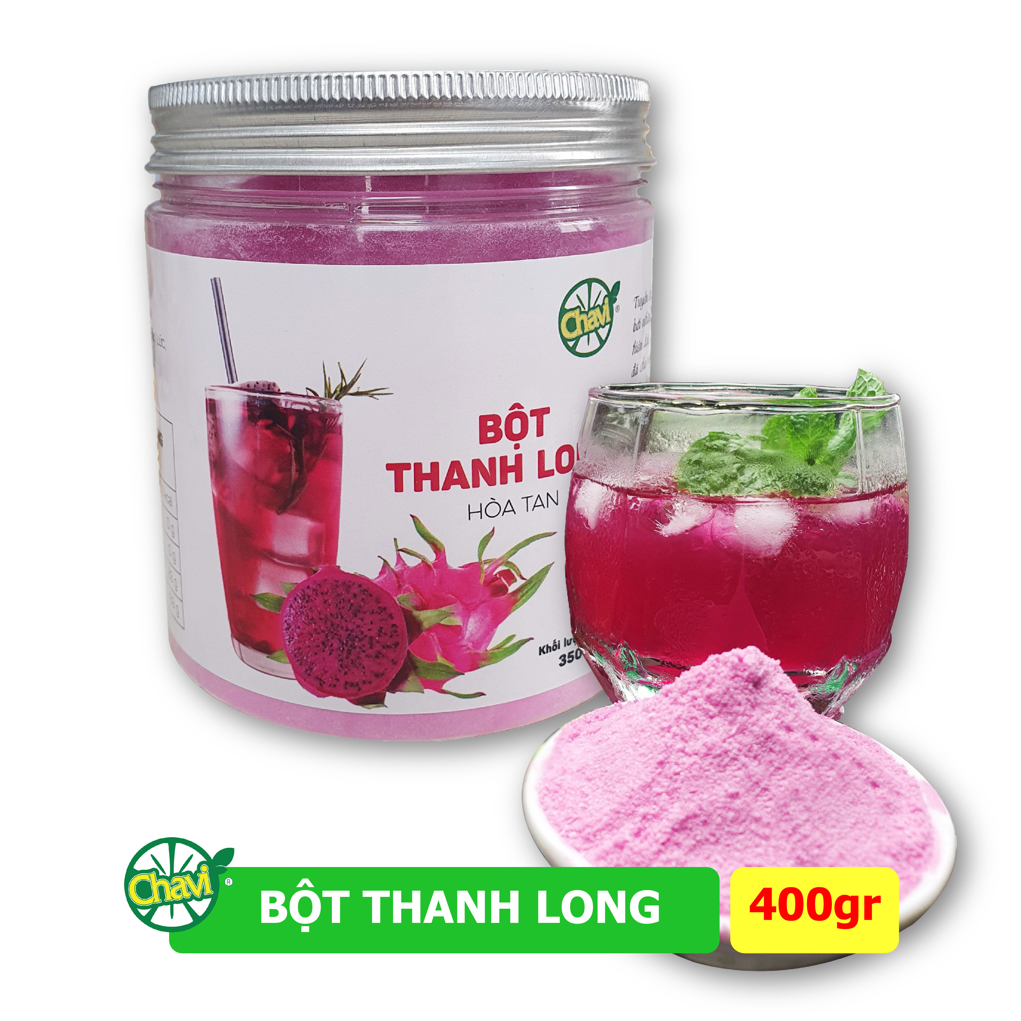 Bột Thanh Long Hòa Tan Chavi-Hộp 400gr