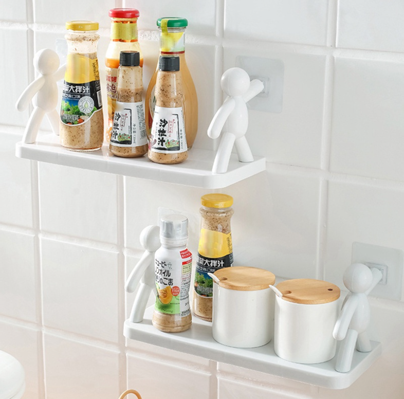 Kệ dán tường, giá treo tường nhà tắm để mỹ phẩm đồ dùng nhà bếp hình người độc đáo không cần khoan tiện lợi GD726-keNguoi