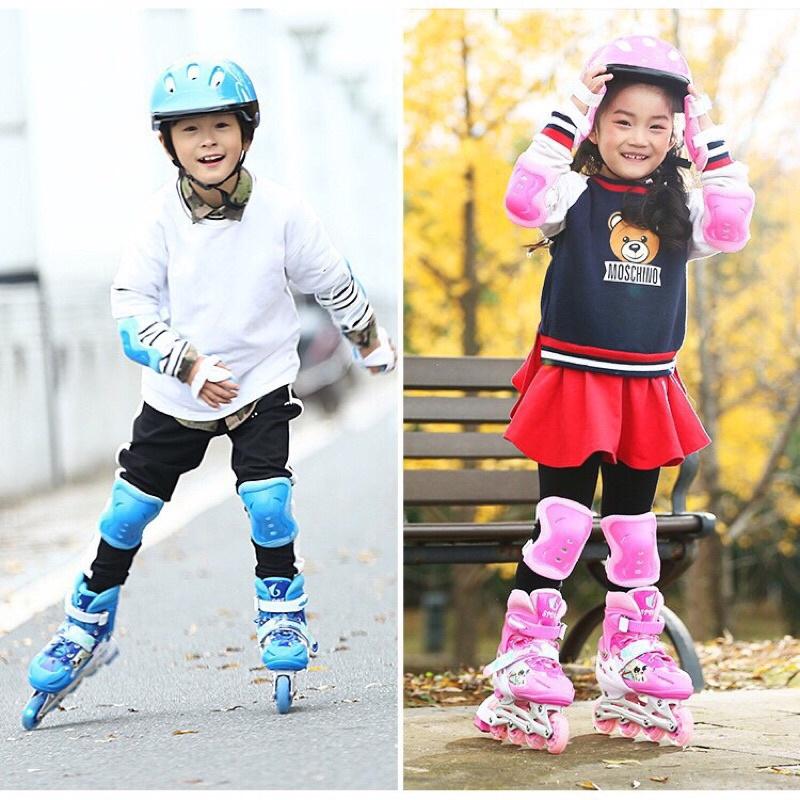 Giày Trượt Patin Trẻ Em OS Bánh Cao Su Phát Sáng Tăng Giảm Size + Tặng Bộ Bảo Hộ