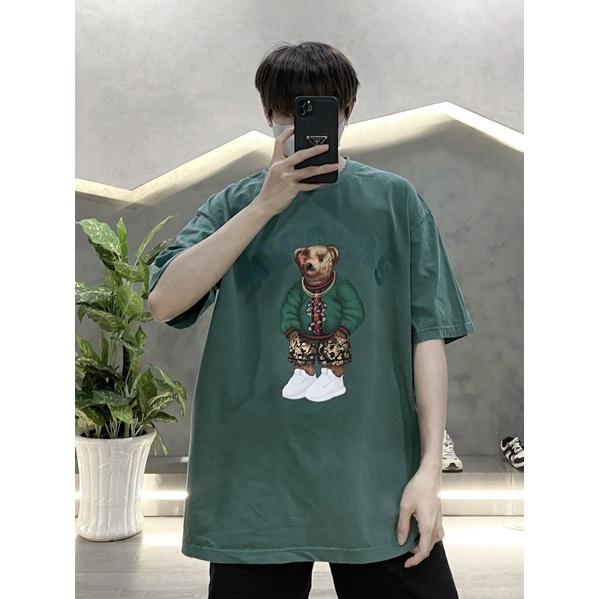 Áo thun tay lỡ áo thun wash 3 màu unisex gấu nicola