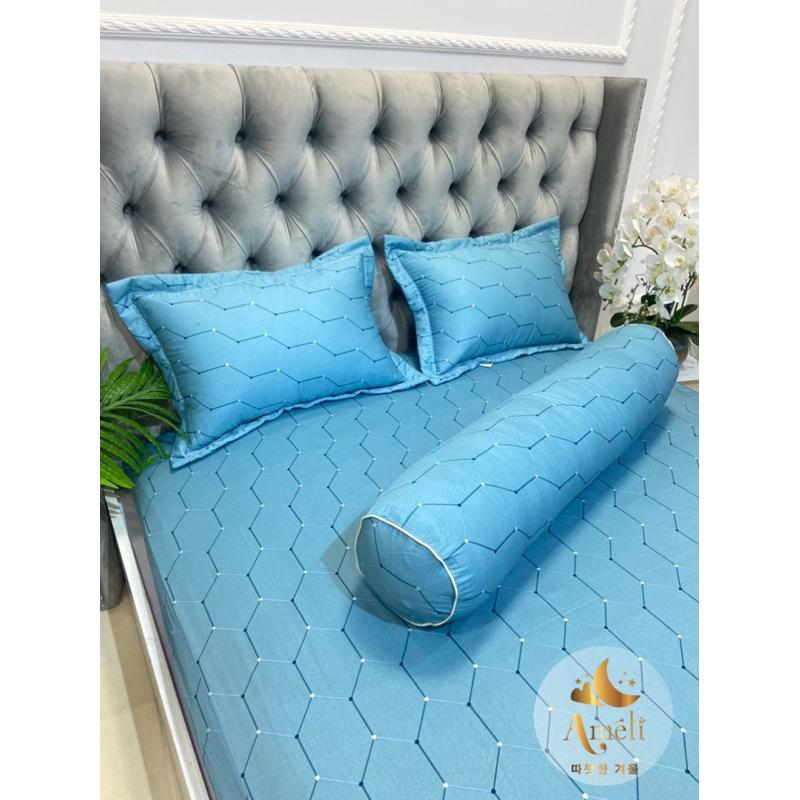 Ga Chun Hàn Quốc 2mx2m2 Ga Mỏng Kèm 2 Vỏ Gối Trần Bông