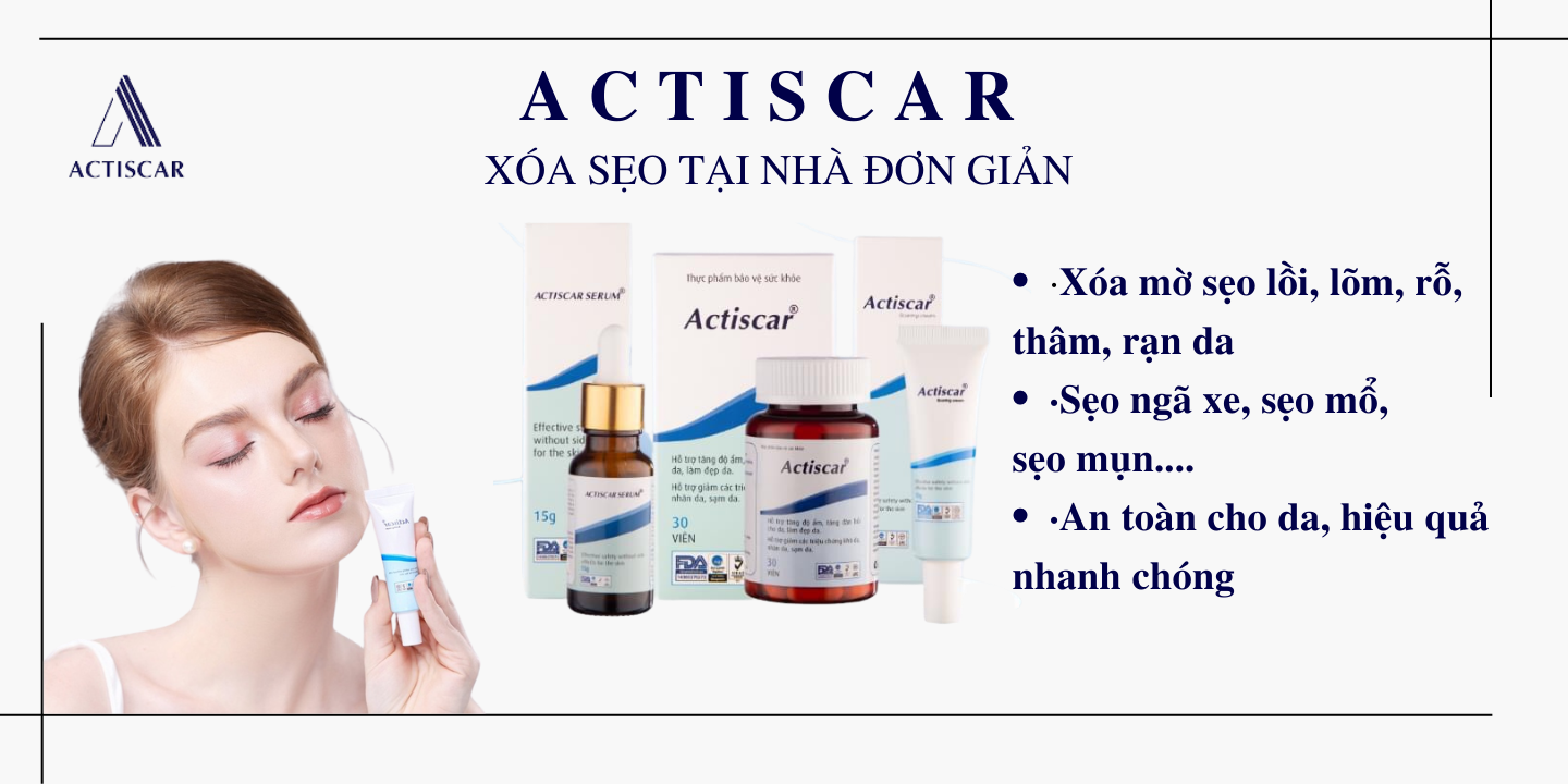 [Combo bộ 2] -  Hỗ Trợ cho Sẹo Actiscar làm mờ sẹo Lồi, Sẹo Lõm, Sẹo Rỗ, Sẹo Thâm Lâu Năm