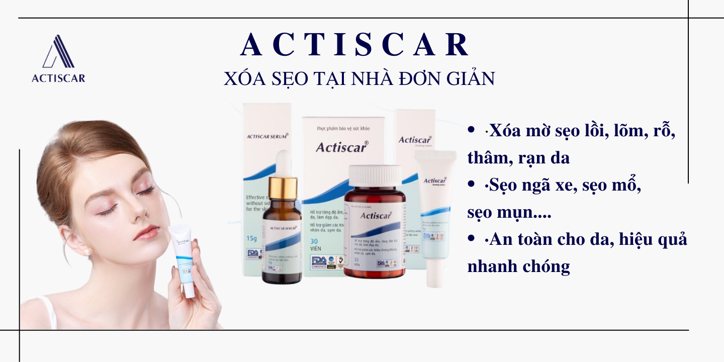 [Combo bộ 2] -  Hỗ Trợ Trị Sẹo Actiscar làm mờ sẹo Lồi, Sẹo Lõm, Sẹo Rỗ, Sẹo Thâm Lâu Năm