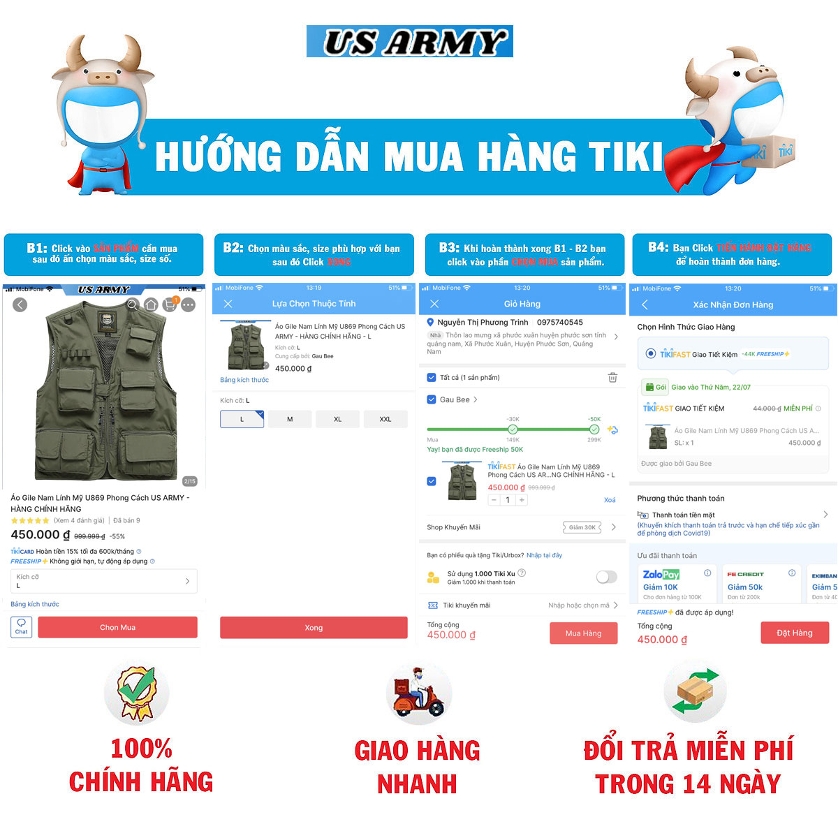 Áo Gile Nam Lính Mỹ U869 Phong Cách US ARMY - HÀNG CHÍNH HÃNG