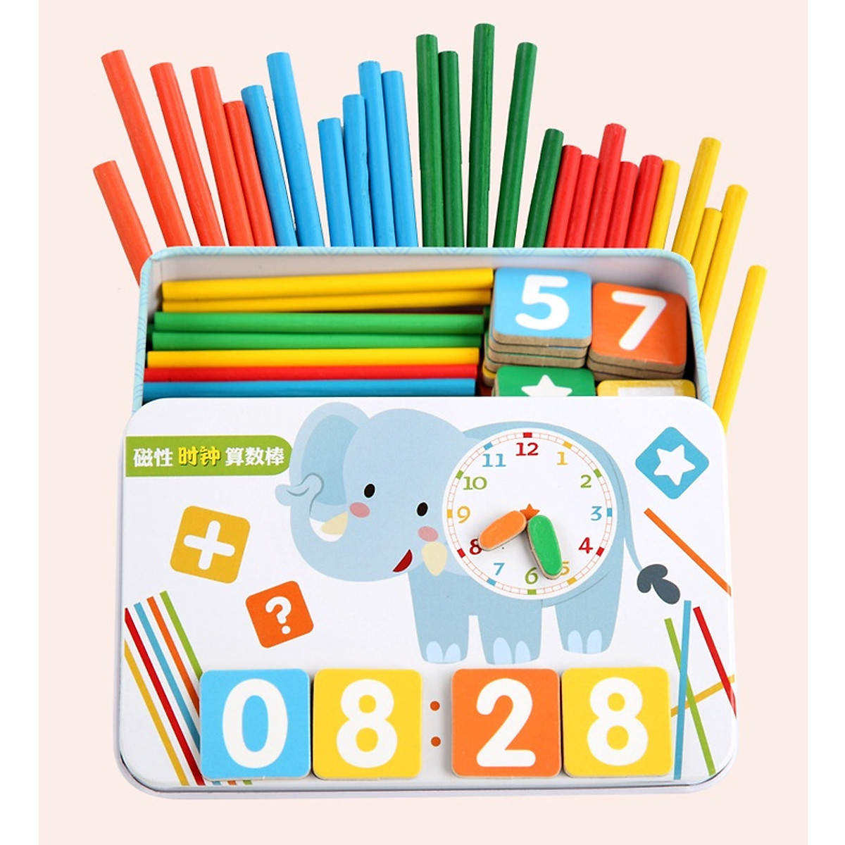 Hộp que tính học toán thông minh bằng gỗ nhiều màu sắc cho bé- Đồ chơi an toàn giúp bé phát triển trí tuệ