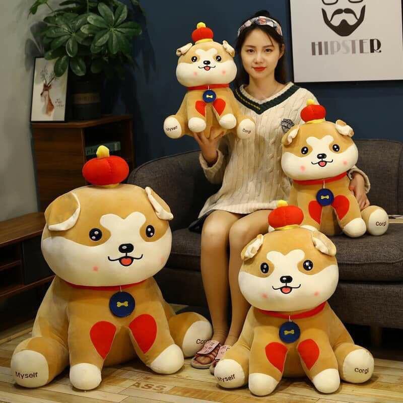 (Ảnh thật) Chó corgi hoàng thượng nhồi bông dáng ngồi