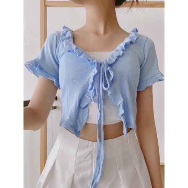 Áo croptop viền bèo tặng kèm áo trong