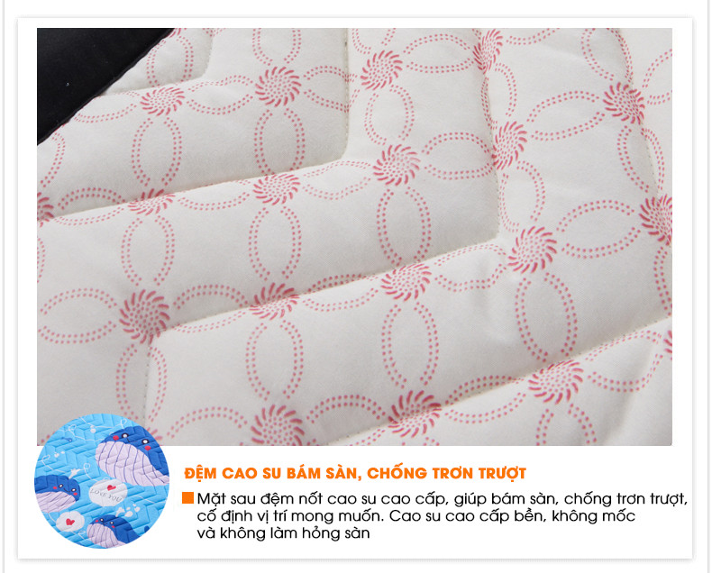 Thảm chơi cho bé chần bông dày 25mm cao cấp, Cotton Hàn Quốc. Nhiều họa tiết đáng yêu