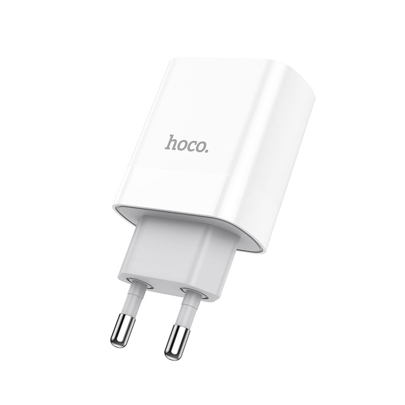 Củ sạc chân tròn Hoco C80A sạc nhanh PD20W thiết kế tiện lợi với cổng Type-C và Usb cho điện thoại - Hàng chính hãng