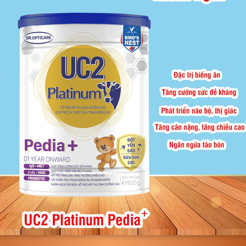 Combo 3 lonSữa bột UC2 Platinum Pedia+ lon 800g (giúp bé cải thiện tình trạng biếng ăn, dành cho trẻ từ 1 tuổi trở lên)