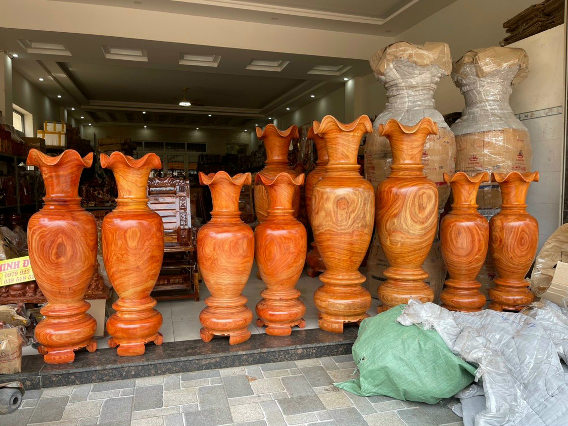 Cặp lục bình phong thủy-cặp lục bình gỗ hương đá nguyên khối cao 1M2-1M4 -1M6-1M8