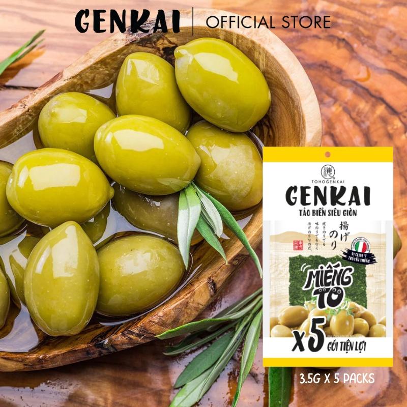 Snack Tảo Biển Siêu Giòn GENKAI Vị Olive Ý Truyền Thống 17.5g  (3.5g x 5 gói)