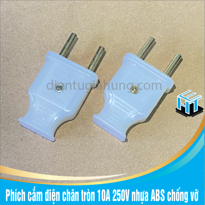 Combo 2 cái Phích cắm điện chân tròn 10A 250V nhựa ABS chống vỡ