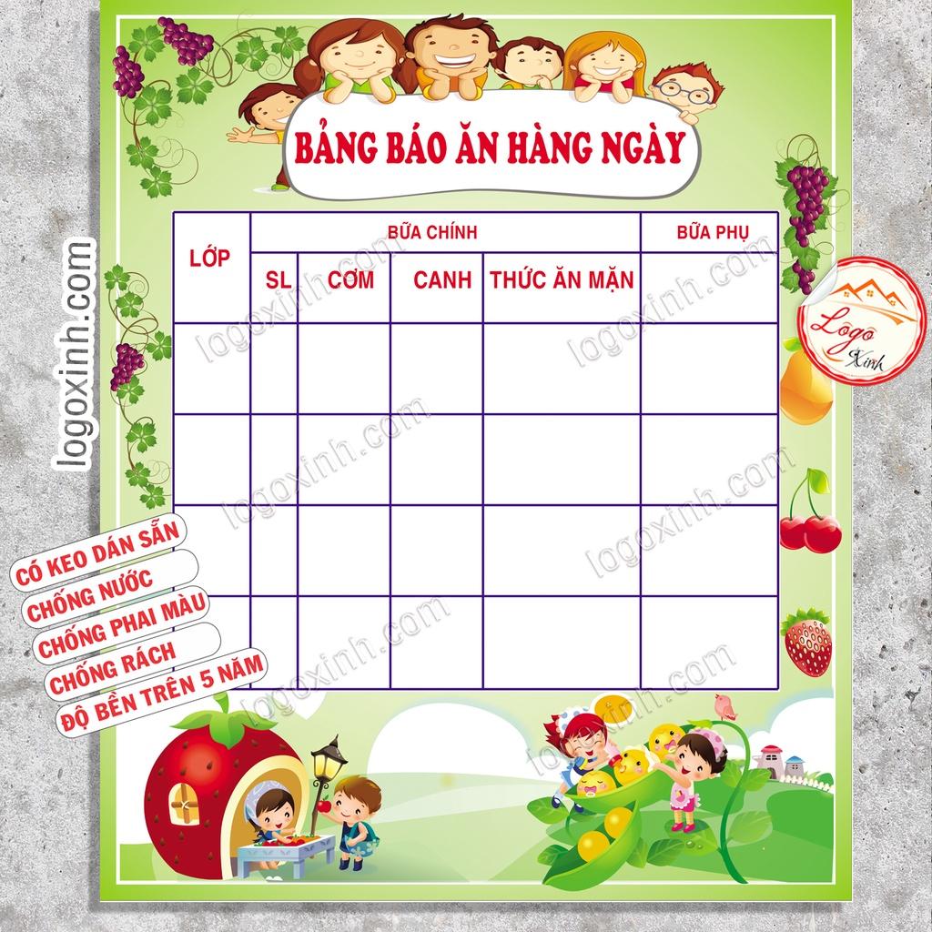 TEM STICKER BẢNG BÁO ĂN HÀNG NGÀY DÙNG CHO BẾP ĂN,KHU VỰC NHÀ BẾP BÁN TRÚ TRƯỜNG HỌC, CƠ QUAN, CÔNG TY, BẢNG BÁO SUẤT ĂN