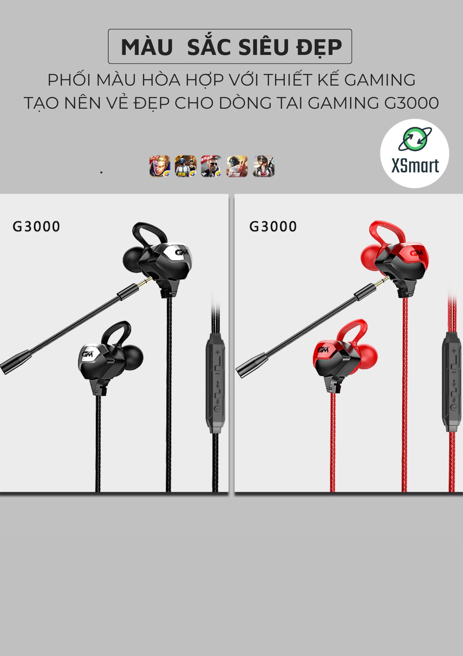 Tai Nghe Gaming Chơi Game Chuyên Nghiệp G3000, Thiết Kế Cực Đẹp, Âm Thanh Stereo Trân Thực, Jack Cắm 3.5mm-Hàng Chính Hãng