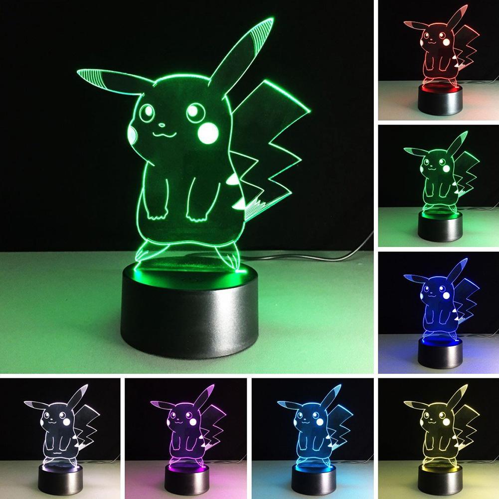 Đèn Ngủ Để Bàn Hình Pikachu 3d Thay Đổi 7 Màu