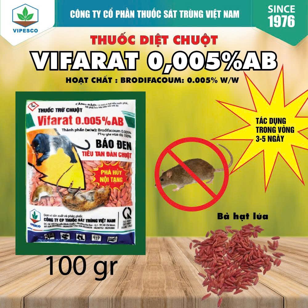 THUỐC DIỆT CHUỘT - VIFARAT 0.005% AB (100gr)