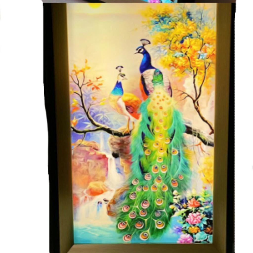 Tranh đèn LED 3D nghệ thuật - 3 chế độ ánh sáng sử dụng trang trí nội thất gia đình mang phong cách châu âu