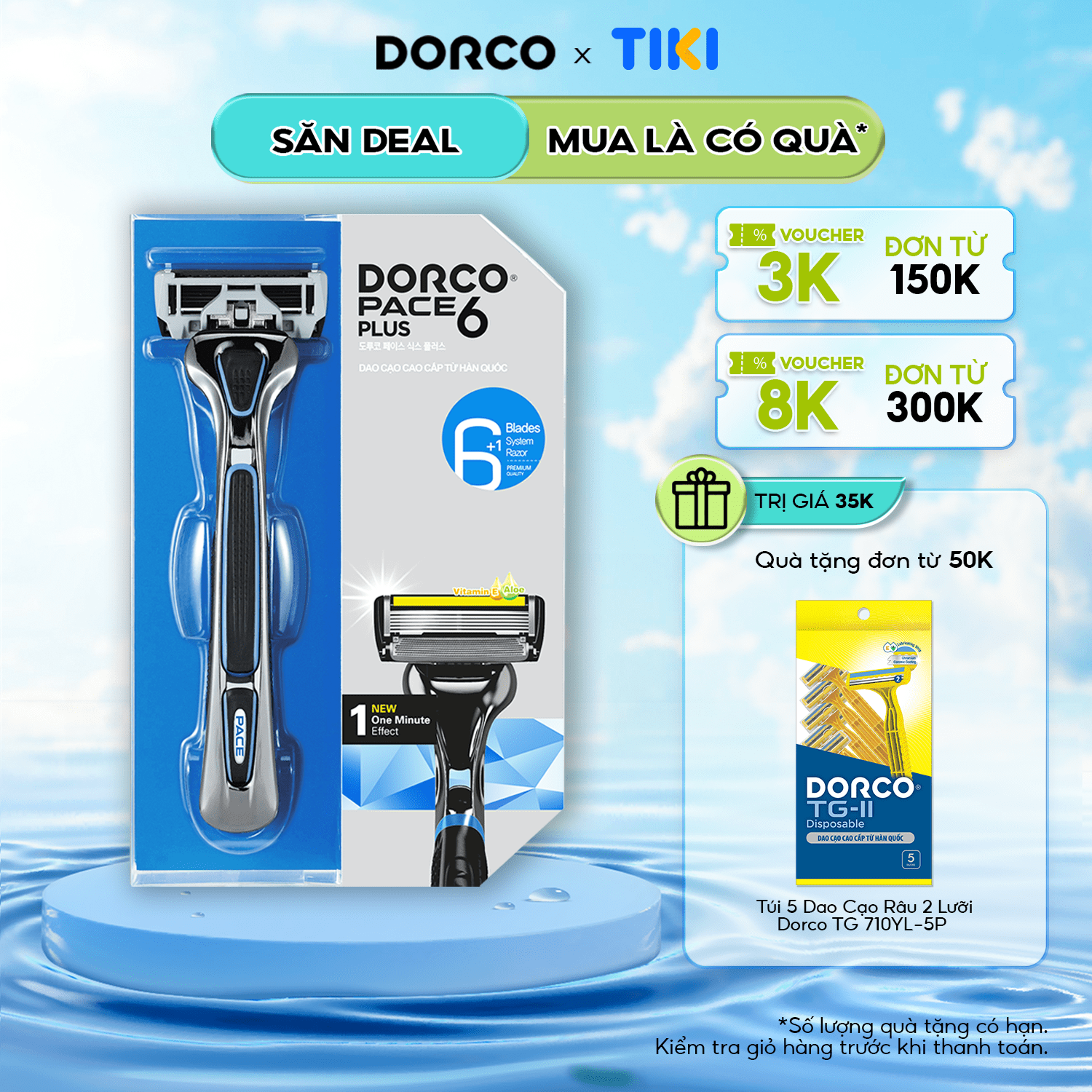 Dao Cạo Râu 6 Lưỡi Dorco Pace 6 Plus Sxa 5001 - Pt 6 Lưỡi Đầu Cắt Tóc Mai