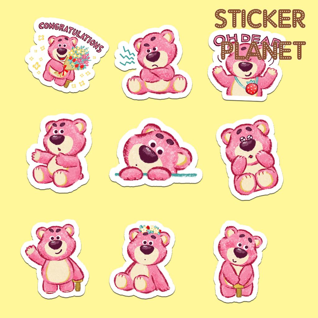 Sticker gấu dâu cute trang trí mũ bảo hiểm, laptop, điện thoại, sổ tay