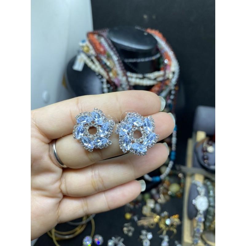 Bông tai kiểu thiết kế, bạc âu 925