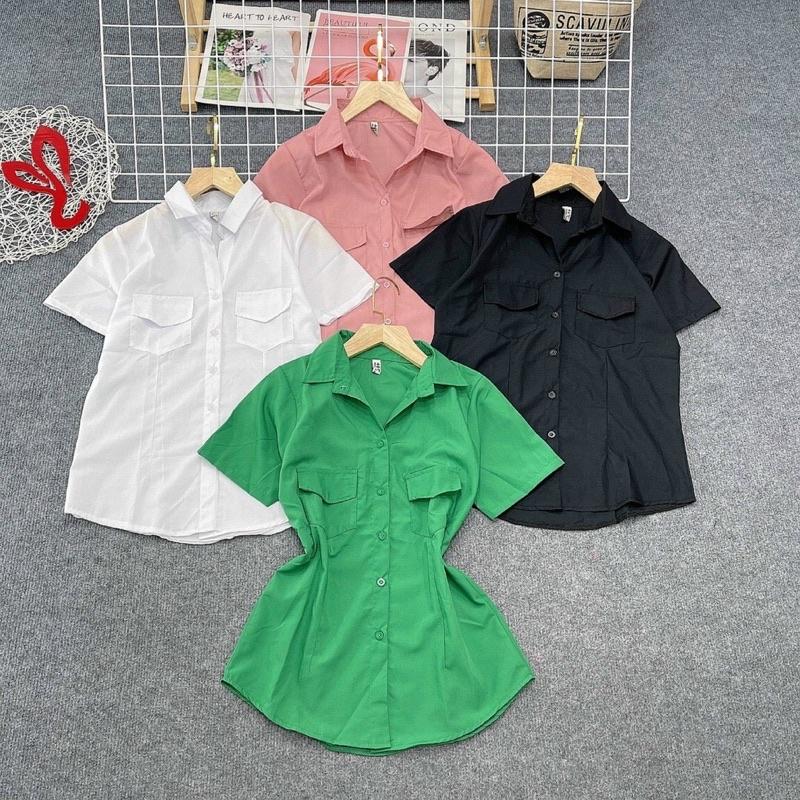 Áo Sơ Mi Tay Ngắn 2 Túi Nhiều Màu