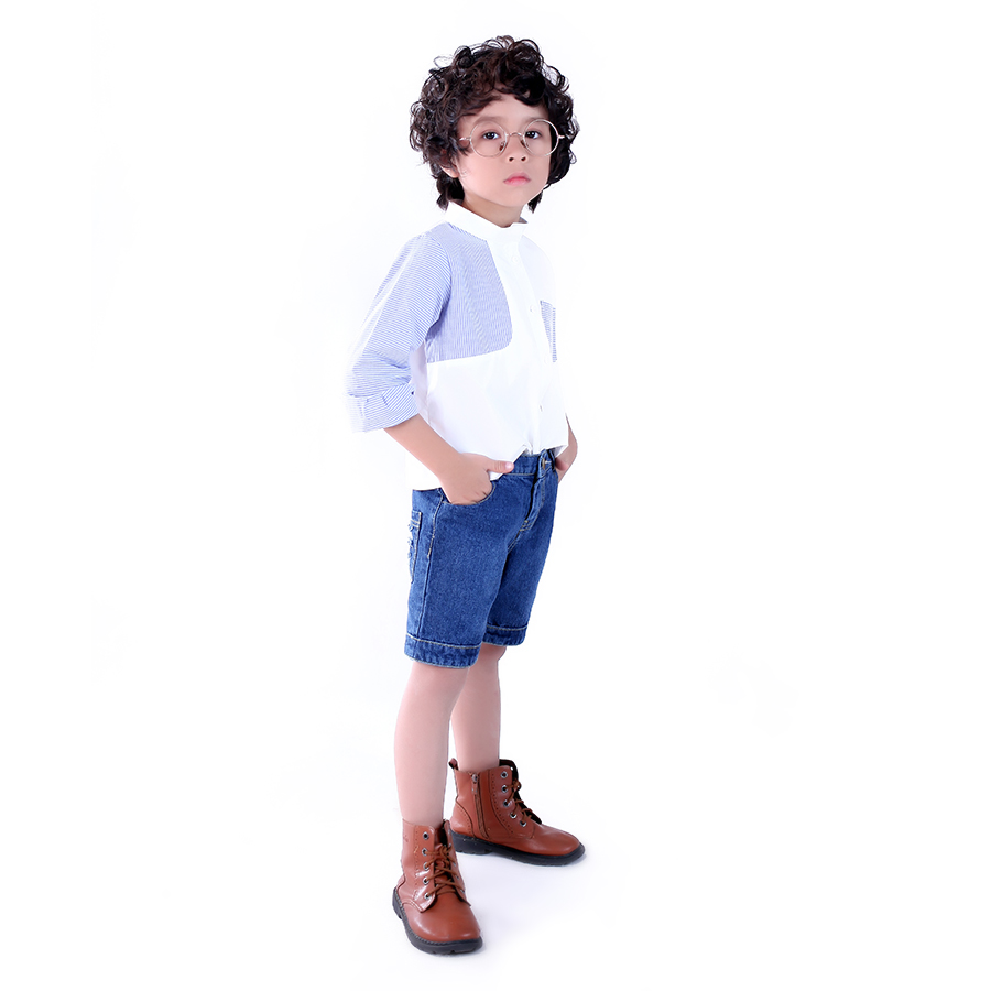 Sơ mi trắng phối tay bé trai Lovekids