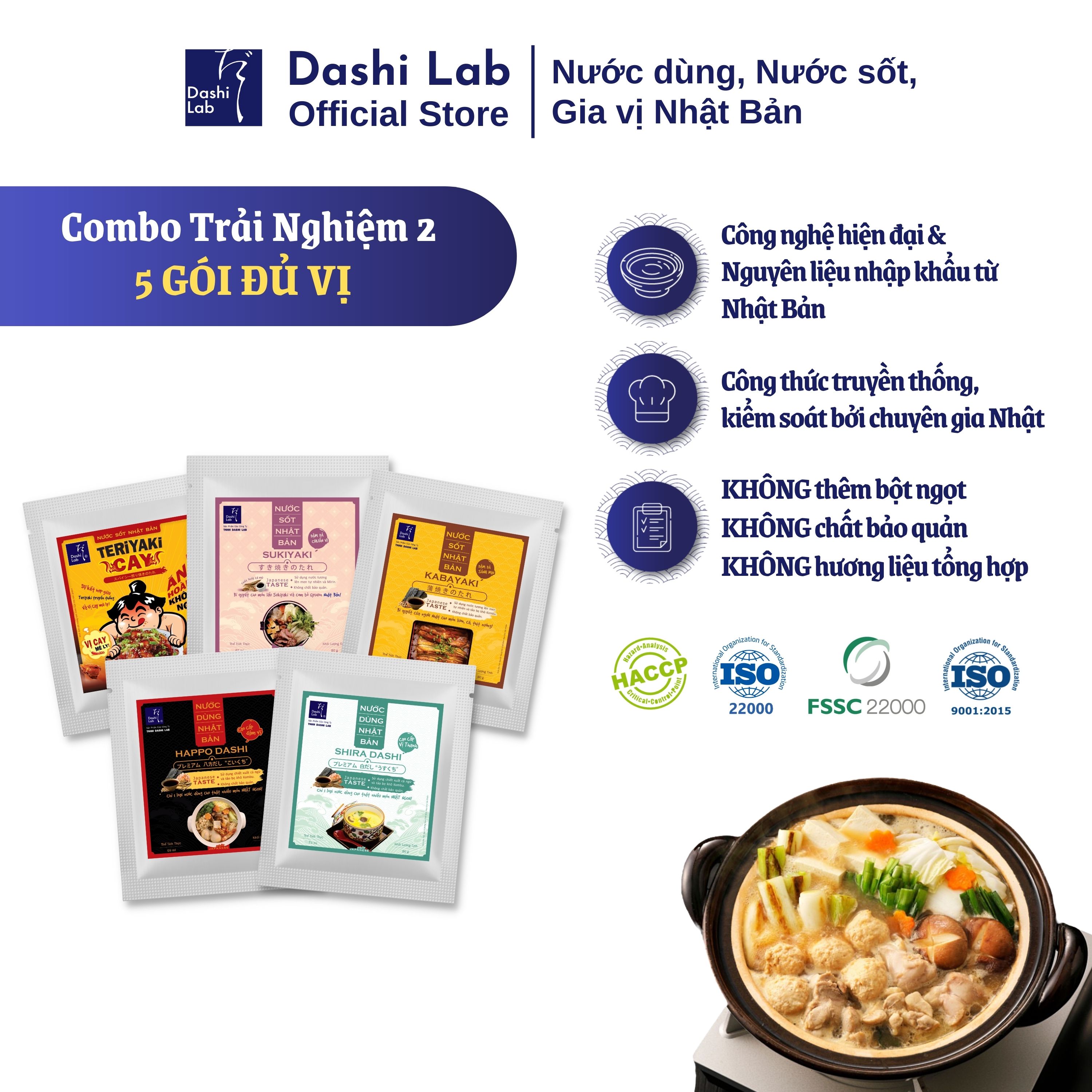 Combo 5 Gói Nước Sốt Nước Dùng Nhật Bản Đậm Đà Đủ Vị Để Ướp Đồ Ăn Hoặc Nấu Lẩu Cực Tiện Lợi DASHI LAB 80g