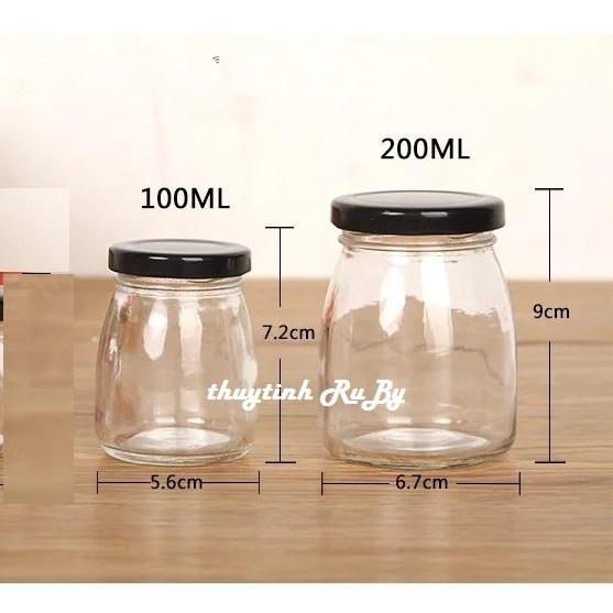 Set hũ thủy tinh lục giác hoặc dáng tròn nắp thiếc 100ml đẳng cấp dùng chưng yến, làm sữa chua, mật ong...