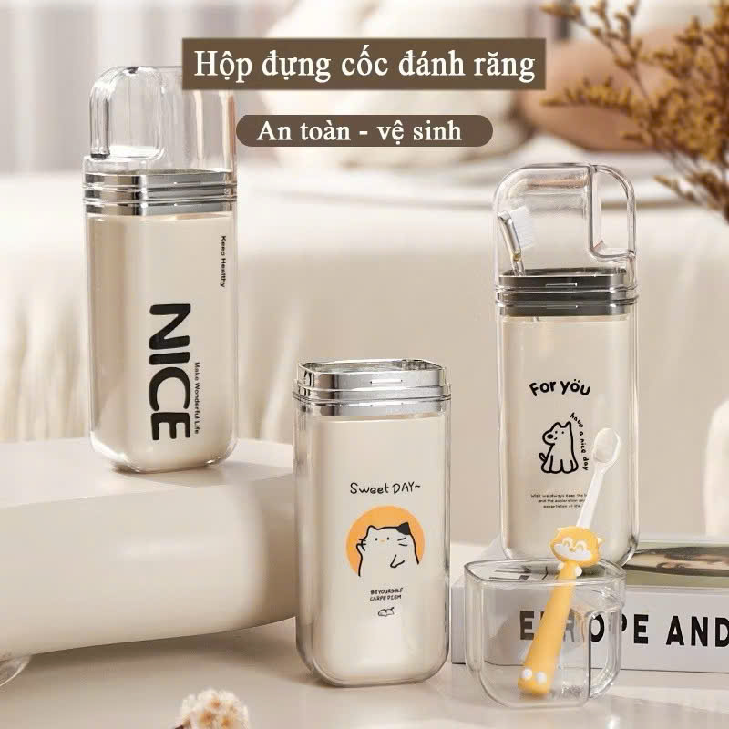 [KoSuyTu] Hộp Đựng Bàn Chải Đánh Răng Xịn Đường Chất Đẹp Đường Hình - Nắp Trong Dễ Quan Sát Bên Trong - Di Động Mà Vẫn Đảm Bảo Việc Chăm Sóc Vệ Sinh Cá Nhân