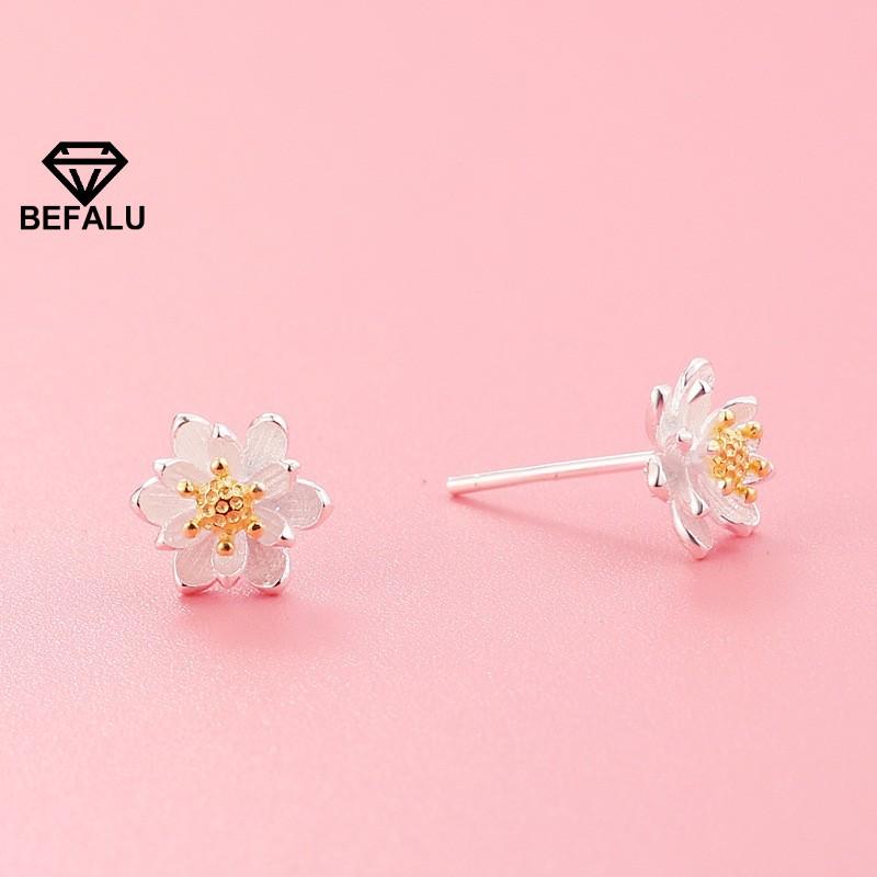 Khuyên Tai Nữ Bạc 925 Hình Bông Hoa BEFALU - BT36