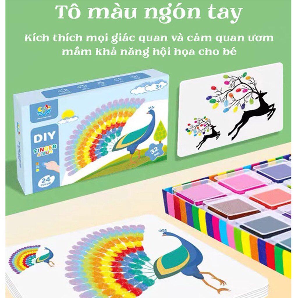 ️ĐỒ CHƠI HOT️ COMBO MÀU VẼ VÂN TAY FINGER PAINT BỘ 24 MÀU AN TOÀN DIY FINGER KÈM 32 TRANH MẪU CHO BÉ THỎA SỨC SÁNG TẠO