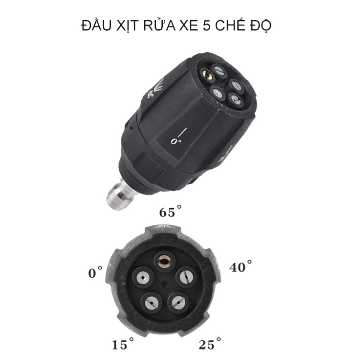 Bec rửa xe phun áp lực cao 5 chế độ, gắn tay rửa xe, kết nối nhanh 1/4 Inch bằng inox-đồng