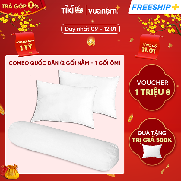 Combo quốc dân (2 gối nằm + 1 gối ôm) tiêu chuẩn khách sạn 5 sao