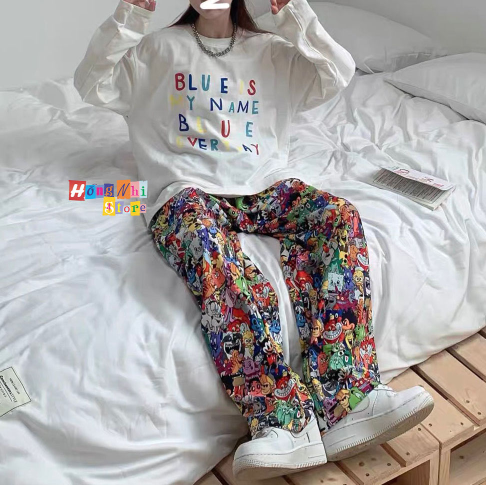 Quần Hoạt Hình Dài Ống Rộng Cartoon Pant V2 Oversize Ulzzang Unisex - MM