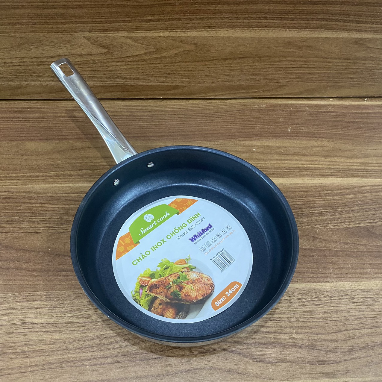 Chảo INOX Chống Dính 3 Lớp Đáy Từ Elmich SM-2701 Size 20cm, SM-2702 Size 24cm - Hàng chính hãng