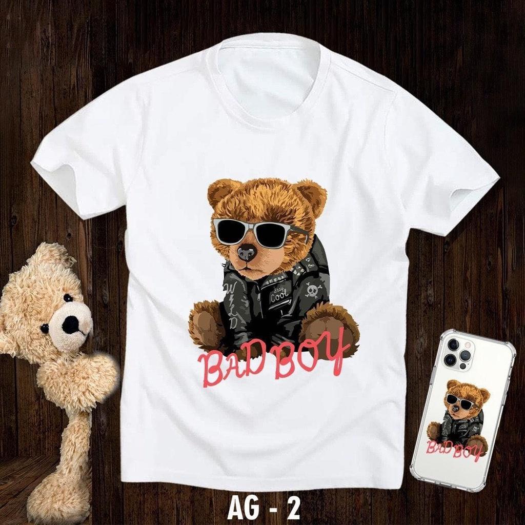 ÁO THUN NAM NỮ UNISEX  gấu ngồi bad boy
