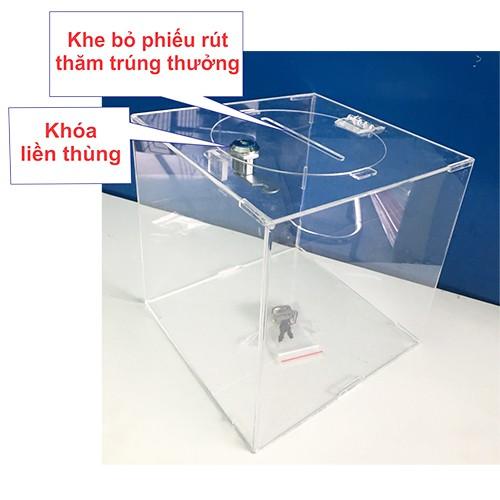 Acrylic Thùng Phiếu Rút Thăm Mica 25x25x25cm - Dày 2mm , Acrylic .